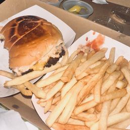 Burger and fries Burger and fries