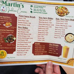 Martin's Indian Cuisine - Menu