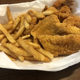 Catfish Dinner with fries, add shrimp.