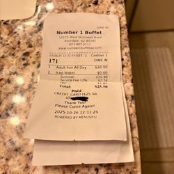 Number 1 Buffet - My 12 % up charge ?? Must go to the king pin