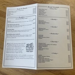 Old Mill Bread Bakery & Cafe - Breakfast menu and bread menu