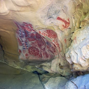 Chumash Painted Cave State Historic Park - Chumash Painted Cave pictographs; Chumash people; after AD 1000 - Landmarks & Historical Buildings Near Me - Santa Barbara, California
