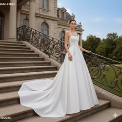 Charlina Bridal - Ball Gown Cat-eye Wedding Dress with Sleeveless - BLM-B1003