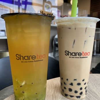 Sharetea - Kiwi Fruit Tea with Aiyu Jelly and Coffee Milk Tea w boba - Bubble Tea Near Me - Arcadia, California