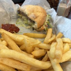 King's Pizza - We split the burger I was so excited I almost forgot to take the photo. The presentation is beautiful!