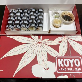 KOYO Hand Roll Bar - {:To Go:} 5 Hand Roll Set - Salmon, Fatty Tuna, Crab, Spicy Scallop, Yellowtail - Sushi Bars Near Me - Webster, Texas