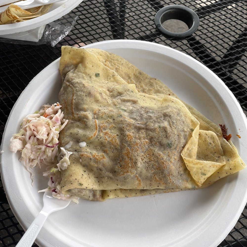 Crepe Hut - BBQ pulled pork crepe with coleslaw - Food Trucks Near Me Crepe Hut - BBQ pulled pork crepe with coleslaw - Food Trucks Near Me