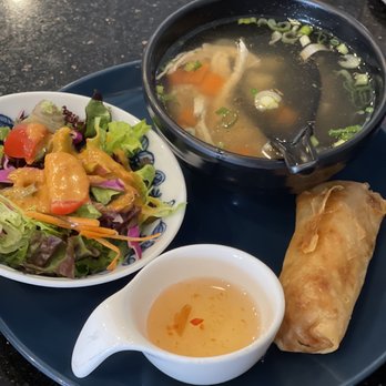 Urban Thai Kitchen - Lunch comes with this salad, soup, and spring roll - Thai Near Me - Katy, Texas