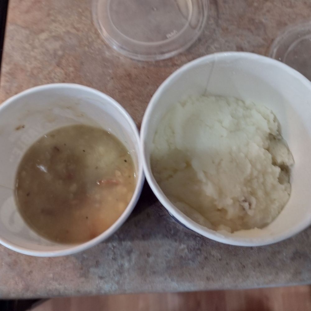 This is a photo of a large mashed potato and gravy ordered from Culver's