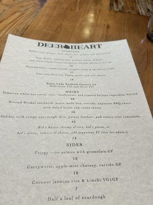 Menu photo 1 Deer Heart Haines, AK Menu photo 1 Deer Heart Haines, AK