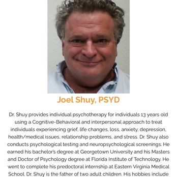 Atlantic Psychiatric Center - Pictured is Dr. Joel Shuy Psy.D., part of the team at Atlantic Psychiatric Centers. - Psychiatrists Near Me - Melbourne, Florida Atlantic Psychiatric Center - Pictured is Dr. Joel Shuy Psy.D., part of the team at Atlantic Psychiatric Centers. - Psychiatrists Near Me - Melbourne, Florida