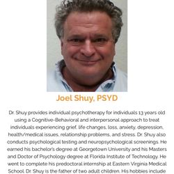 Atlantic Psychiatric Center - Pictured is Dr. Joel Shuy Psy.D., part of the team at Atlantic Psychiatric Centers.