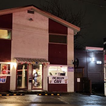 One Million Cafe - Exterior - late night photo (2/29/24) - Coffee & Tea Near Me - Seattle, Washington