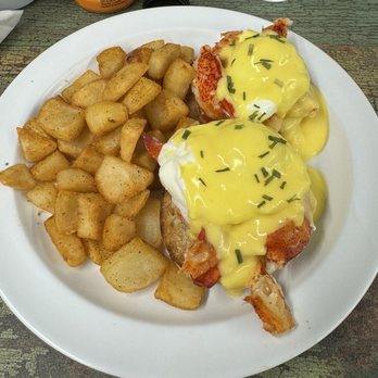The Omelette Factory - Lobster Benedict, plate looks great before you cut into it and eat it. - Sandwiches Near Me - Ogunquit, Maine