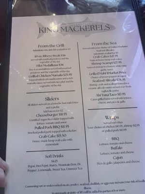 Menu photo 1 King Mackerels Morehead City, NC Menu photo 1 King Mackerels Morehead City, NC