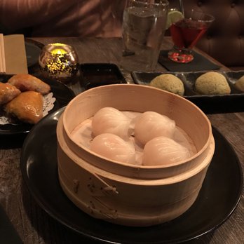 Dynasty Dim Sum - Crystal shrimp dumplings in the foreground, duck puff back left and matcha buns back right - Dim Sum Near Me - New York, New York Dynasty Dim Sum - Crystal shrimp dumplings in the foreground, duck puff back left and matcha buns back right - Dim Sum Near Me - New York, New York