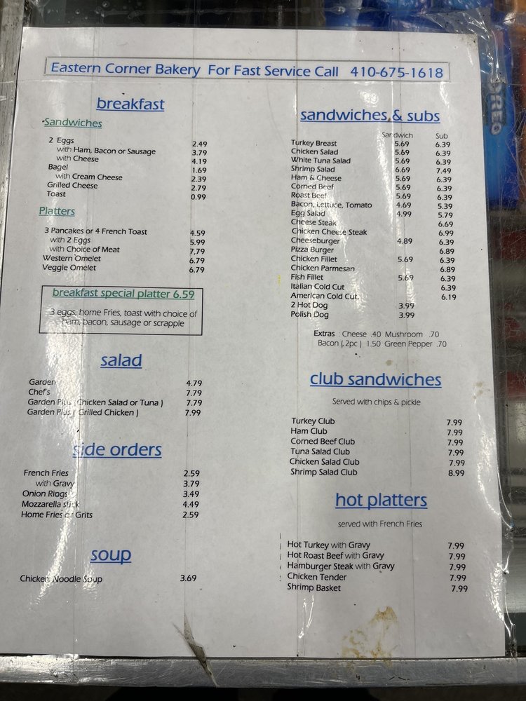 EASTERN CORNER BAKERY Updated October 2024 4027 Eastern Ave