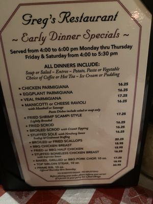 Menu photo 2 Greg's Restaurant Watertown, MA