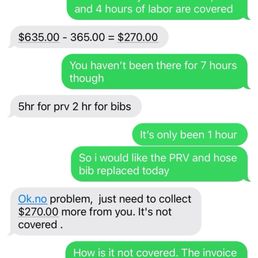 Messages back and forth from Hector trying to over charge for labor Messages back and forth from Hector trying to over charge for labor
