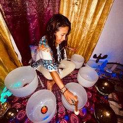 Cosmic Vibes Holistic Healing - Playing Crystal Bowls and Tibetan Himalayan Bowls at Studio in Torrance, CA