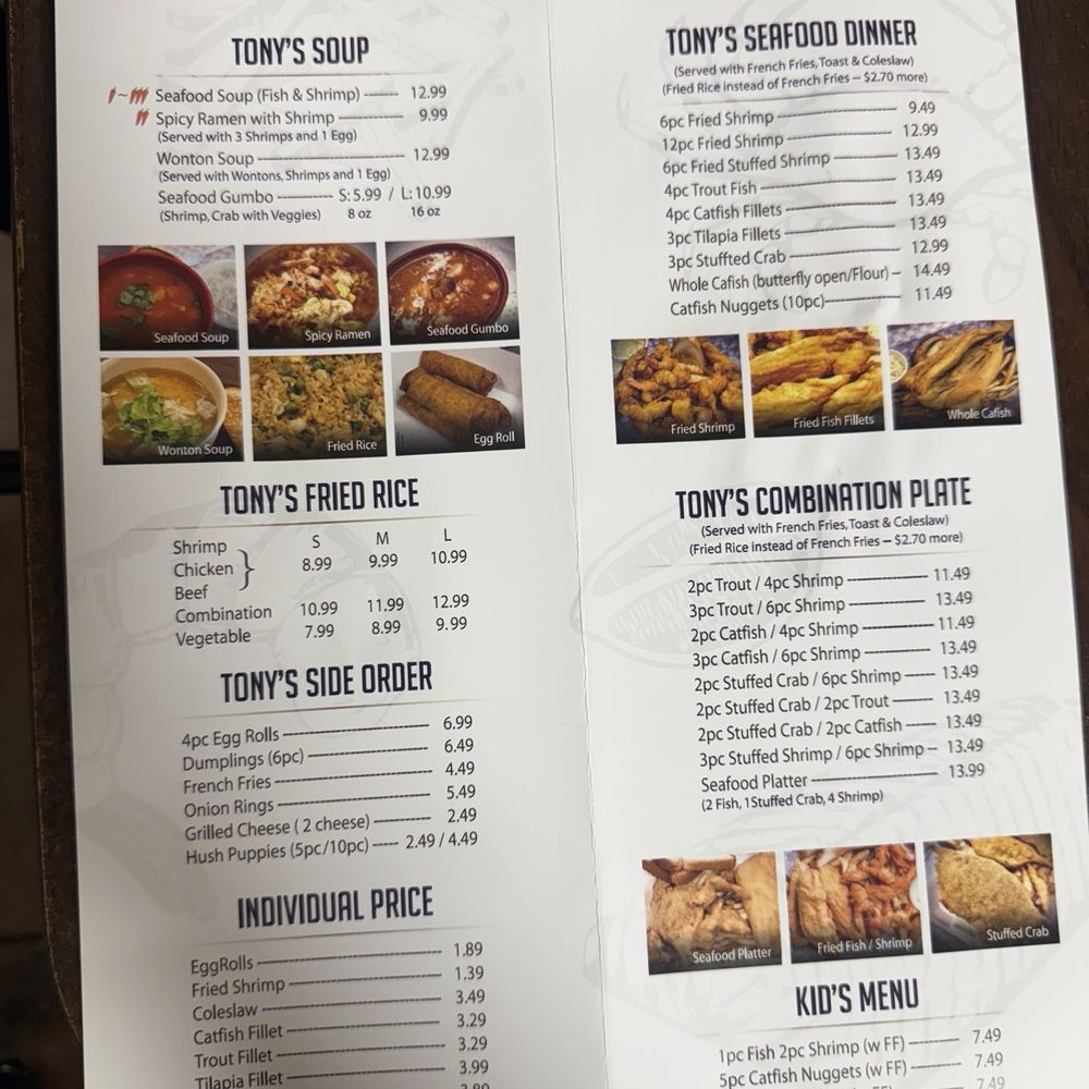 Tony's Seafood Restaurant - Menu - Seafood Near Me - Jacinto City, Texas Tony's Seafood Restaurant - Menu - Seafood Near Me - Jacinto City, Texas