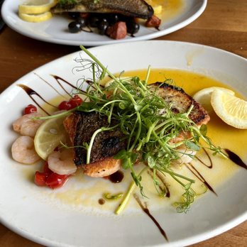Water Front - Local Sea Trout w shrimp and pepadews - Pubs Near Me - Inverness, HLD