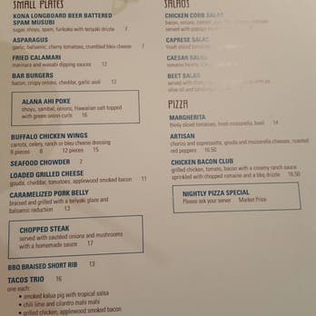 Trees Bar & Grill - Menu Aug 2016 - Breakfast & Brunch Near Me - Honolulu, Hawaii