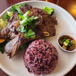 2024 Lunch special: Beef short ribs over steamed veggies with brown rice and a sweet/sour tamarind dipping sauce. 2024 Lunch special: Beef short ribs over steamed veggies with brown rice and a sweet/sour tamarind dipping sauce.