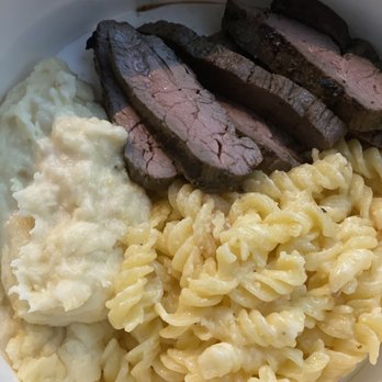 Flower Child - steak, mashed potatoes, mac n cheese - Salad Near Me - Austin, Texas