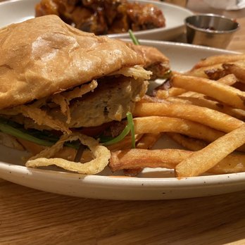 Mahi’ai Table - Fresh Local Ahi Patty! I forgot to take a pic before I started eating ! - Cocktail Bars Near Me - Kapolei, Hawaii