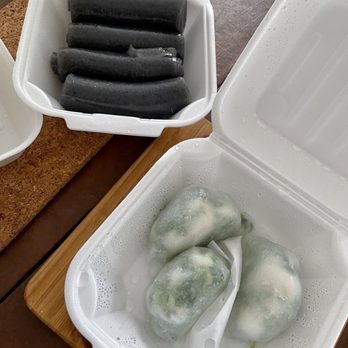 Dynasty - Black Sesame Rolls -- a delicately steamed dessert that isn't too sweet. Shrimp&Chive Dumplings -- generously filled! / Mar. 2024 - Cantonese Near Me - Boston, Massachusetts
