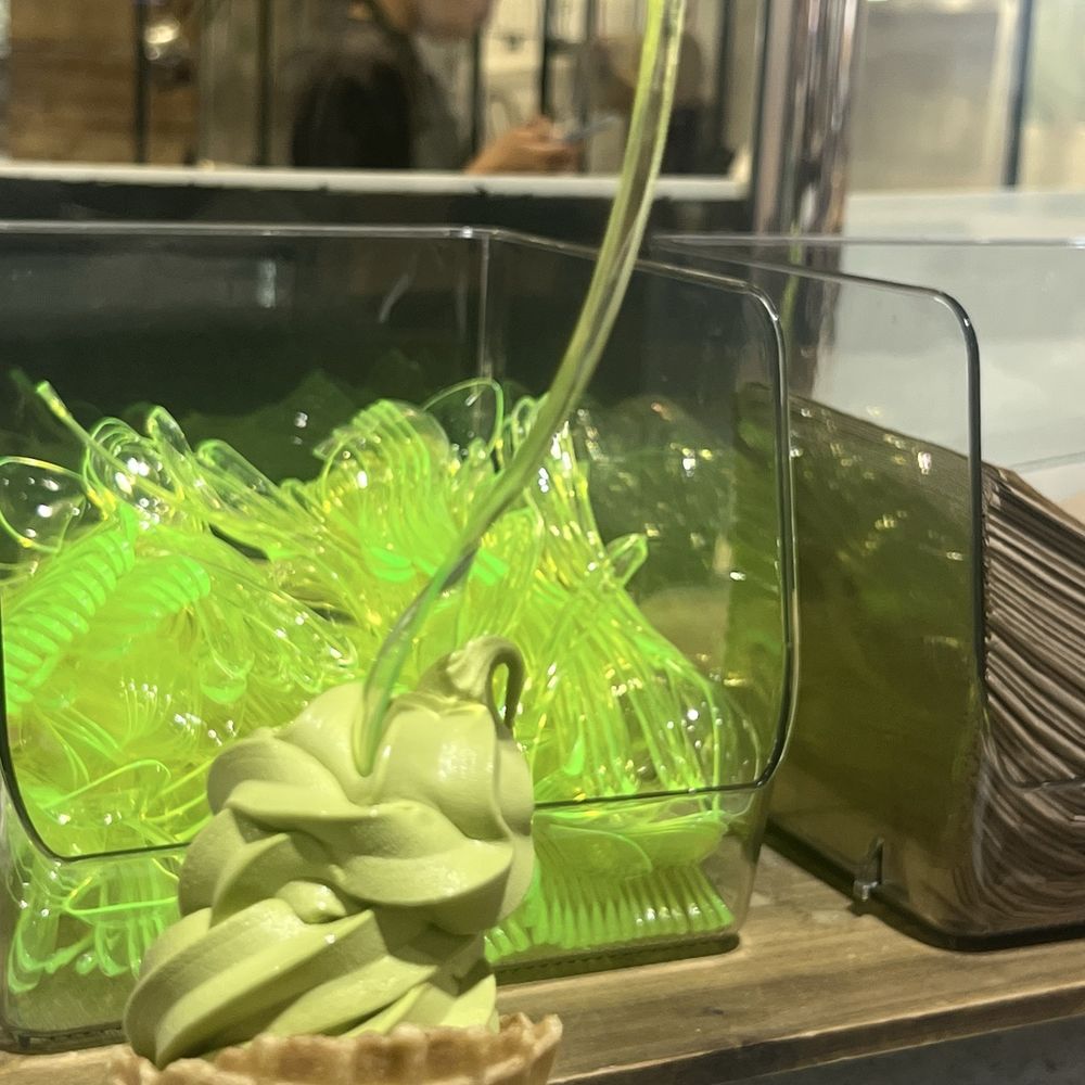 Matcha ice-cream on a cone Matcha ice-cream on a cone