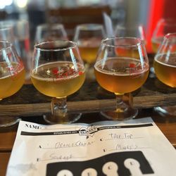 Mother's Brewing Company - Beer flight.  According to my chicken scratch, they're the orange cream ale, the Sourade, the Trop Top, and the Madre's.