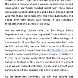 Mgmt sending a message about the multiple break ins. Mgmt sending a message about the multiple break ins.