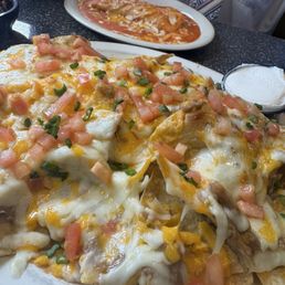 Nacho supreme with shredded beef on the side