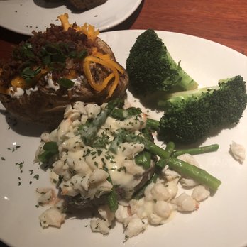 J.B. Dawson's Restaurant & Bar - Filet Mignon with lump crab and asparagus topping, loaded baked potato and broccoli - Steakhouses Near Me - Lancaster, Pennsylvania J.B. Dawson's Restaurant & Bar - Filet Mignon with lump crab and asparagus topping, loaded baked potato and broccoli - Steakhouses Near Me - Lancaster, Pennsylvania