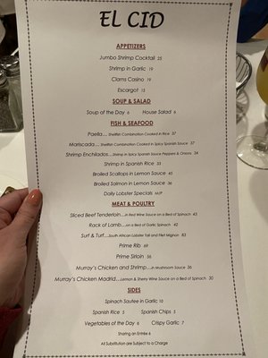 Menu photo 1 El Cid Paramus, NJ