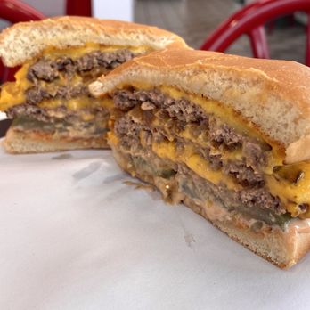 In-N-Out Burger - "3 by 3, Mustard Style, No Lettuce, No Tomatoes, Grilled Onions" - $8.30 (Sliced Open) - Burgers Near Me - Covina, California In-N-Out Burger - "3 by 3, Mustard Style, No Lettuce, No Tomatoes, Grilled Onions" - $8.30 (Sliced Open) - Burgers Near Me - Covina, California