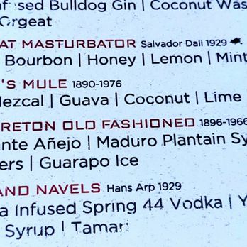 Dada - Part of the cocktail menu - New American Near Me - Delray Beach, Florida