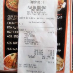 Pizza Sema - 25 mai 2022 / $28.73 avec taxes pour deux !