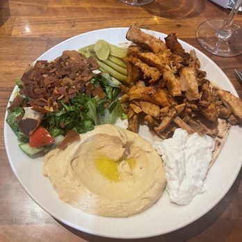 Open Sesame - Chicken shawarma with fattoush salad and spicy hummus - Mediterranean Near Me - Long Beach, California Open Sesame - Chicken shawarma with fattoush salad and spicy hummus - Mediterranean Near Me - Long Beach, California