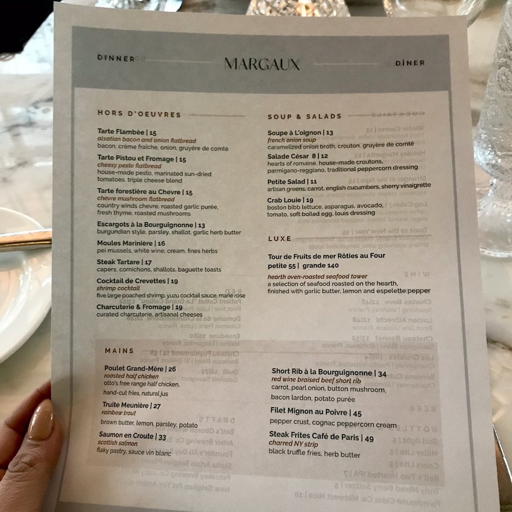 Margaux - Food menu - French Near Me - Grand Rapids, Michigan