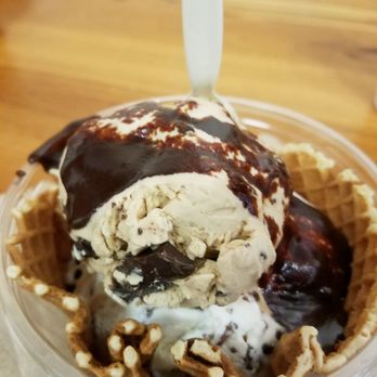 Kilwins Ice Cream - Chocolate - Fudge - Fudge sundae in home made waffle bowl with toasted coconut and Capaccino chocolate chip ice creams - Chocolatiers & Shops Near Me - Newport, Rhode Island Kilwins Ice Cream - Chocolate - Fudge - Fudge sundae in home made waffle bowl with toasted coconut and Capaccino chocolate chip ice creams - Chocolatiers & Shops Near Me - Newport, Rhode Island