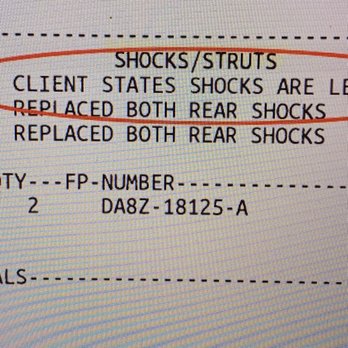 Chino Hills Ford - I did not state the shocks were leaking ($662.90) - Car Dealers Near Me - Chino, California Chino Hills Ford - I did not state the shocks were leaking ($662.90) - Car Dealers Near Me - Chino, California