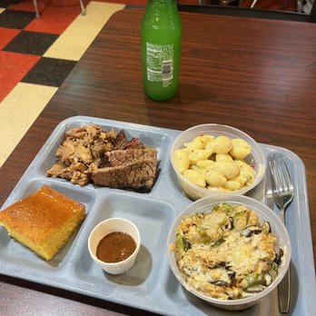 The Slow Bone - Pulled Pork, Brisket, Jalapeno Mac & Cheese, cornbread, Brussel Sprouts & Cauliflower au Gratin - Barbeque Near Me - Dallas, Texas The Slow Bone - Pulled Pork, Brisket, Jalapeno Mac & Cheese, cornbread, Brussel Sprouts & Cauliflower au Gratin - Barbeque Near Me - Dallas, Texas