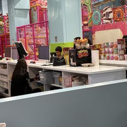 While people want to order still on her phone While people want to order still on her phone