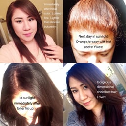 My hair progress. Love my final result! Thanks Christina! It's a dark chocolately sort of violet based brown now! Just what I wanted! My hair progress. Love my final result! Thanks Christina! It's a dark chocolately sort of violet based brown now! Just what I wanted!