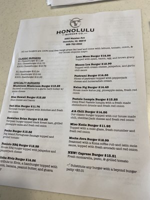 Menu photo 8 Honolulu Burger Company - Kaimuki Honolulu, HI Menu photo 8 Honolulu Burger Company - Kaimuki Honolulu, HI