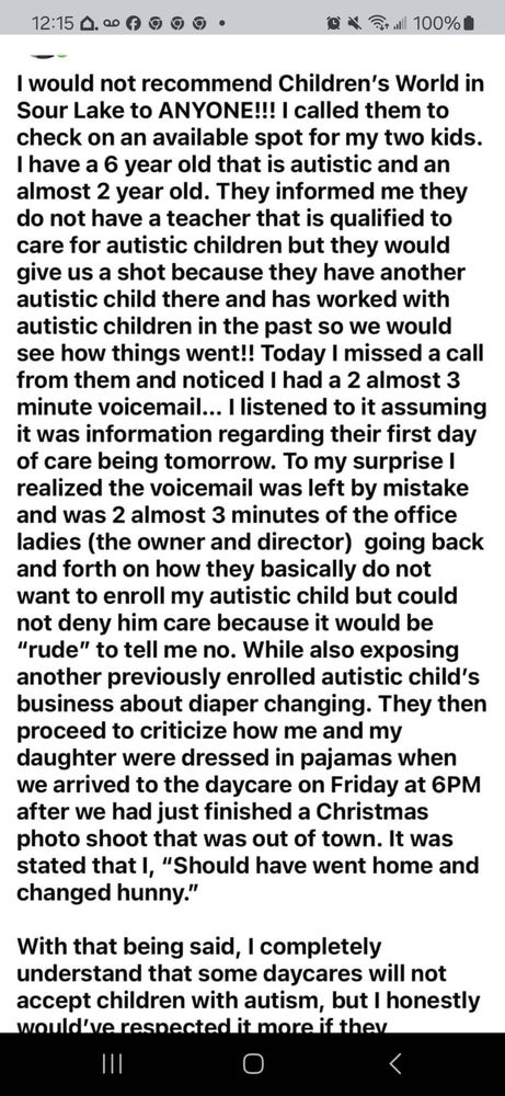 Children's World Day Care Center - childcare center in Sour Lake, TX