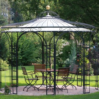 ELEO Zaunsysteme - ELEO Pavillon Florenz - pulverbeschichtet mit Sonnensegel & Messingkugel - Fences & Gates Near Me - Großheirath, BY